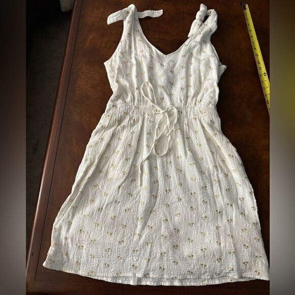 For Cynthia White Dress with Gold Palm Tree Print Sleeveless NEW Size Small - Picture 3 of 12